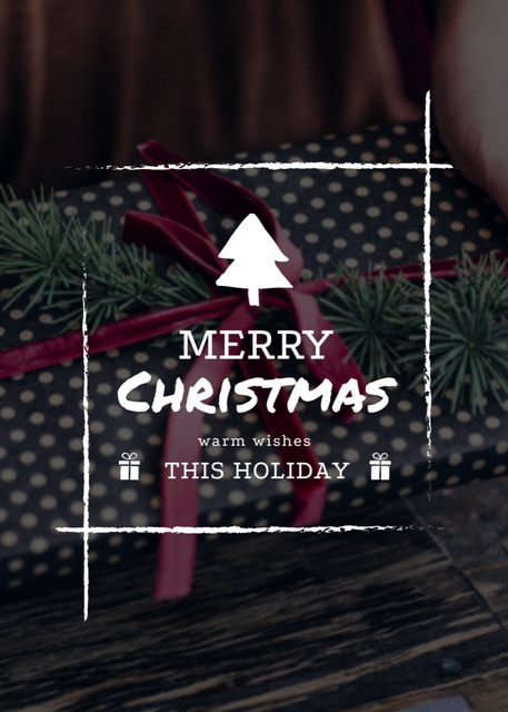 Ontwerpsjabloon van Postcard 5x7in Vertical van Christmas Greeting With Holiday Gift