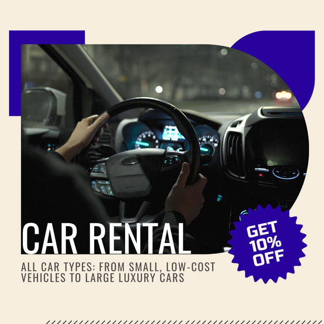 Car Rental With Discount And Range Animated Post Πρότυπο σχεδίασης