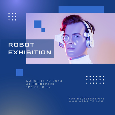 Ontwerpsjabloon van Instagram van Robot tentoonstelling advertentie