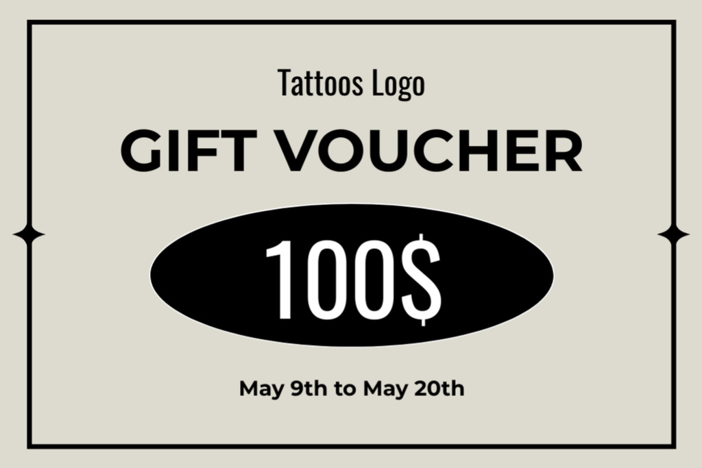 Tattoo Artist Service With Fixed Price Offer Gift Certificate Design Template
