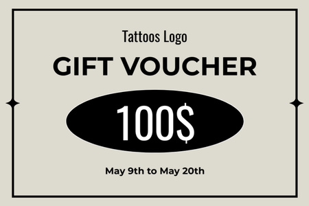 Tattoo Artist Service With Fixed Price Offer Gift Certificate tervezősablon