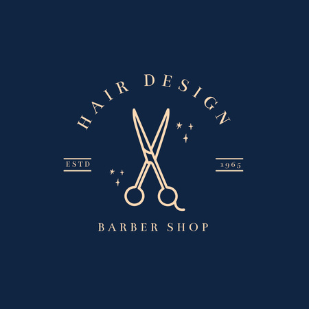 Barbershop Ad with Scissors Logo 1080x1080pxデザインテンプレート