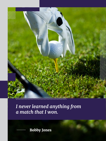 Inspiration Quote Player Holding Golf Ball Poster US Modelo de Design