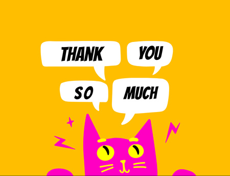 Platilla de diseño Thankful Phrase With Cute Pink Cat Postcard 4.2x5.5in