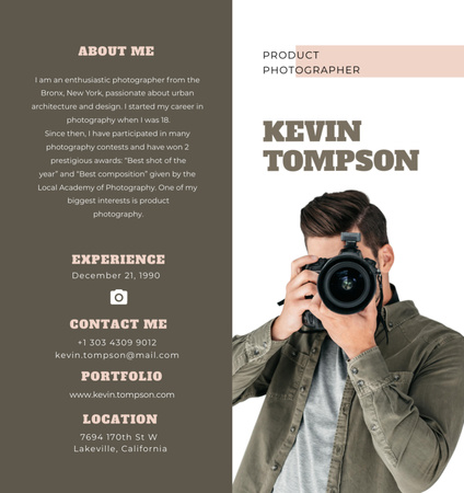 Plantilla de diseño de Professional Photographer Services Brochure Din Large Bi-fold 