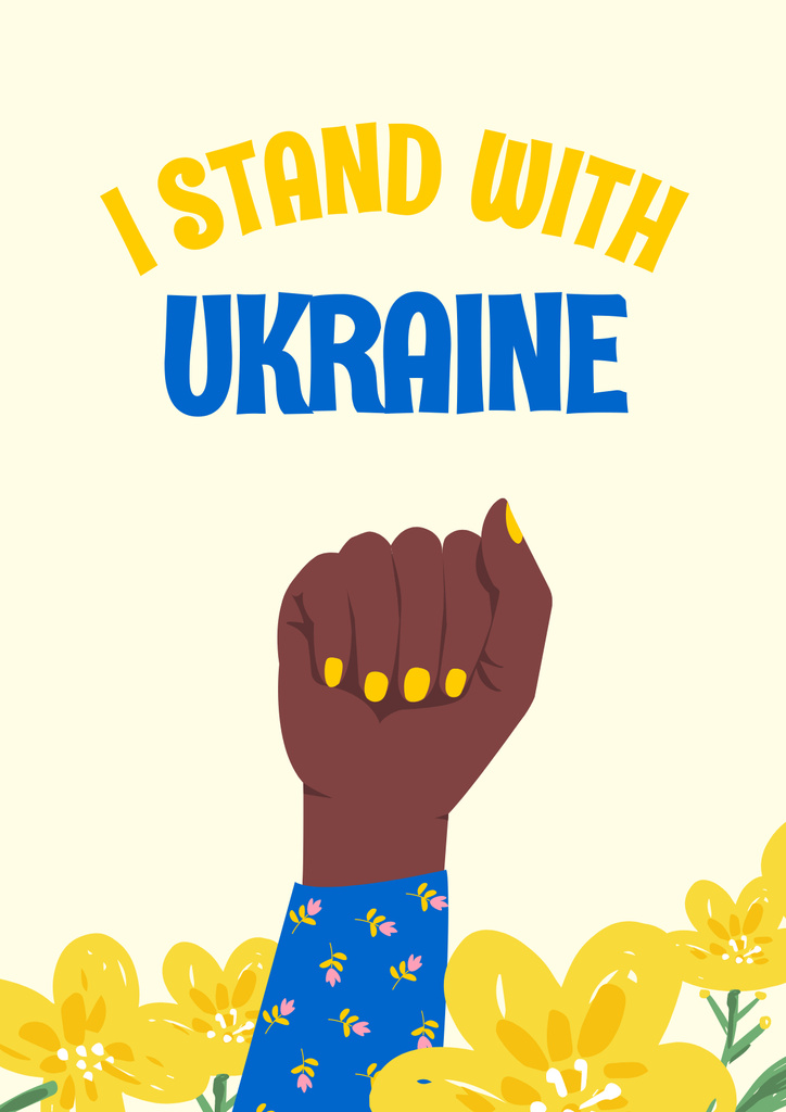 Black Woman standing with Ukraine Posterデザインテンプレート