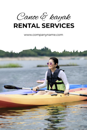 Designvorlage Kayak And Canoe Rental With Scenic Landscape für Postcard 4x6in Vertical