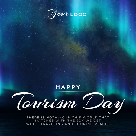 Congratulations on Day of Tourism with Mountain Peak Animated Post Design Template