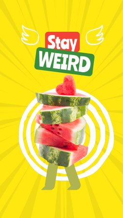 Designvorlage Encouragement For Weirdness With Juicy Watermelon für Instagram Video Story
