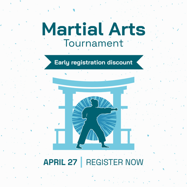 Martial Arts Tournament with Discount on Early Registration Animated Post Modelo de Design