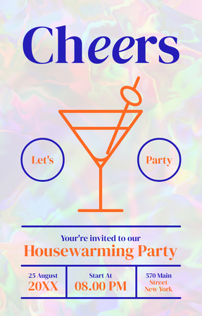 Housewarming Party with Cocktail Illustration Invitation 4.6x7.2in Design Template