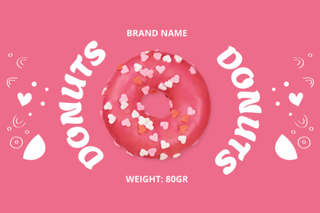 Designvorlage Leckere Donuts mit Zuckerguss in Rosa für Label