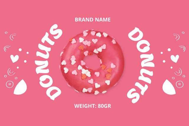 Ontwerpsjabloon van Label van Yummy Donuts With Icing Offer In Pink