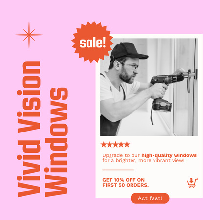 High-Quality Windows Sale Offer With Installation Animated Post Design Template