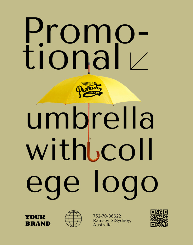 Selling Promo Umbrella with College Logo Poster 22x28in Design Template