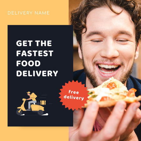Get The Fastest Food Delivery Instagram AD Šablona návrhu