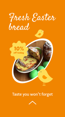 Fresh Bread With Raisins For Easter With Discount Instagram Video Story Design Template