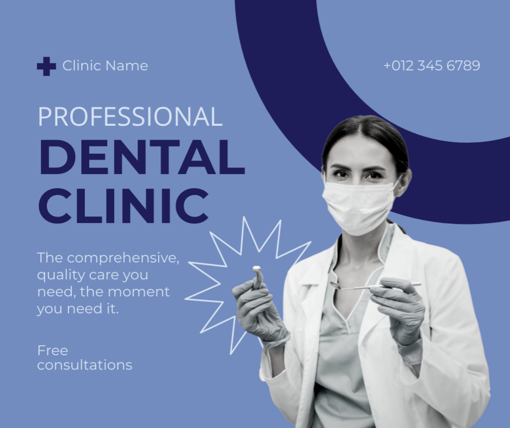 Services of Professional Dental Clinic Facebook – шаблон для дизайна