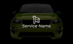 Car Repair Services with Modern Green Automobile on Black
