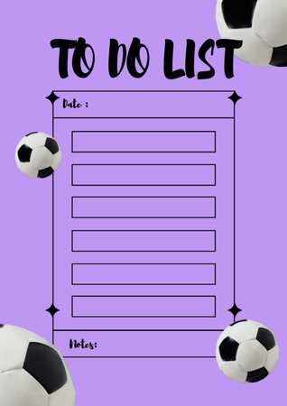 紫のサッカー ボールとスポーツ プランナー Schedule Plannerデザインテンプレート