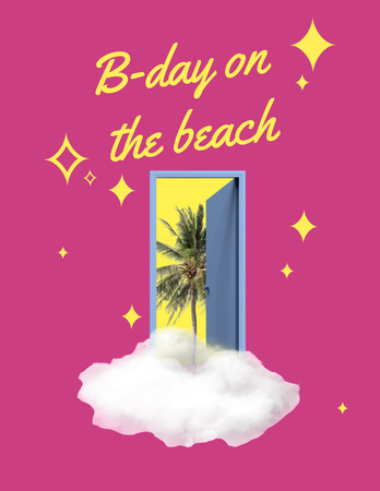 Beach Birthday Party announcement Flyer 8.5x11in Design Template