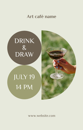 Drink&Draw in Amazing Art Cafe Invitation 4.6x7.2in Design Template