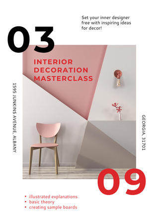 Interior Decoration Pro Masterclass Promotion Poster Design Template
