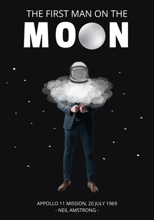 Presentation on First Man on Moon Poster 28x40in Design Template