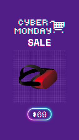 Designvorlage Cyber Monday Sale mit modernem VR-Headset und Konsole für Instagram Video Story