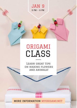 Origami Classes Invitation Paper Garland Invitation Design Template