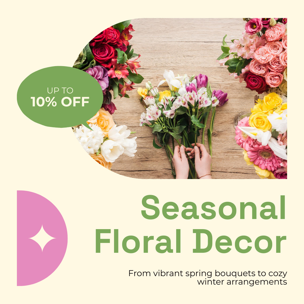 Discount on Best Seasonal Flower Arrangements Instagram Πρότυπο σχεδίασης