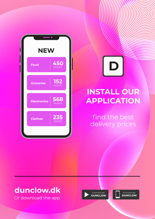 Ontwerpsjabloon van Poster van Shop Application Delivery Offer in pink
