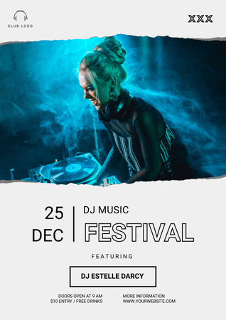 Designvorlage Einladung zum Musikfestival mit DJ für Poster