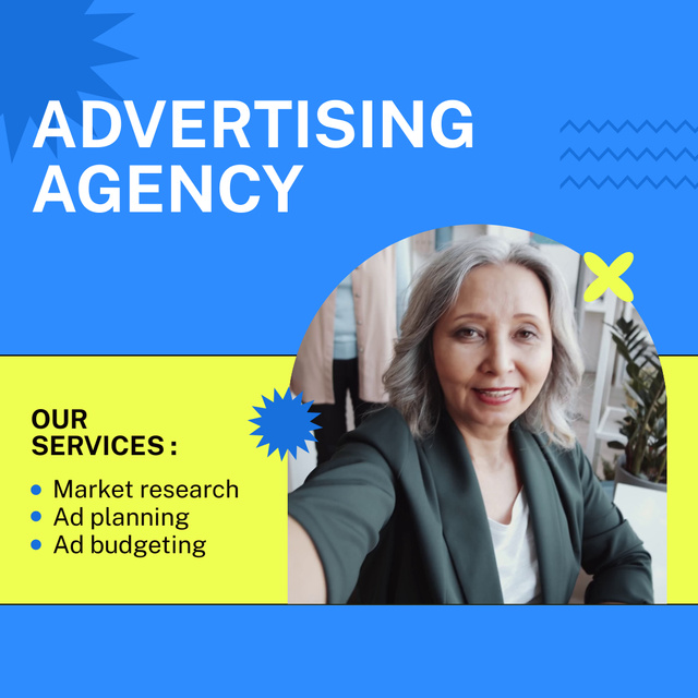Highly Professional Advertising Agency Services In Blue Animated Post Design Template