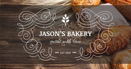 Plantilla de diseño de anuncio de panadería con panecillos frescos Facebook AD 