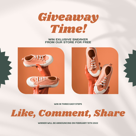 Giveaway of Sneakers for Kids Instagram Design Template