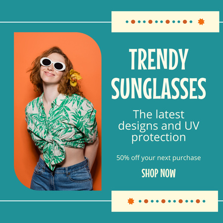 Platilla de diseño Huge Sale on Sunglasses with Best Lenses Animated Post