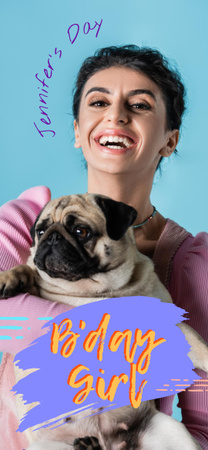 Plantilla de diseño de Feliz cumpleaños felicitaciones con un perro encantador Snapchat Geofilter 