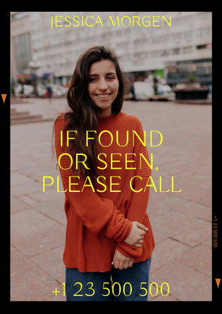 行方不明女性の写真付き発表 Posterデザインテンプレート