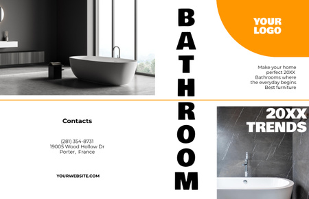 Designvorlage Bathroom Accessories on Wash Basin für Brochure 11x17in Bi-fold
