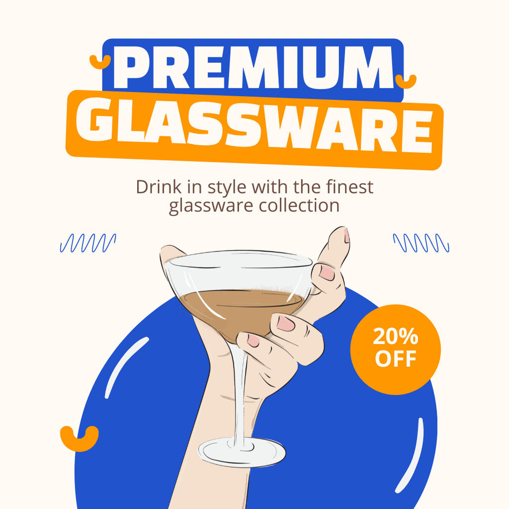 Finest Glassware Collection At Reduced Price Offer Instagram AD – шаблон для дизайна