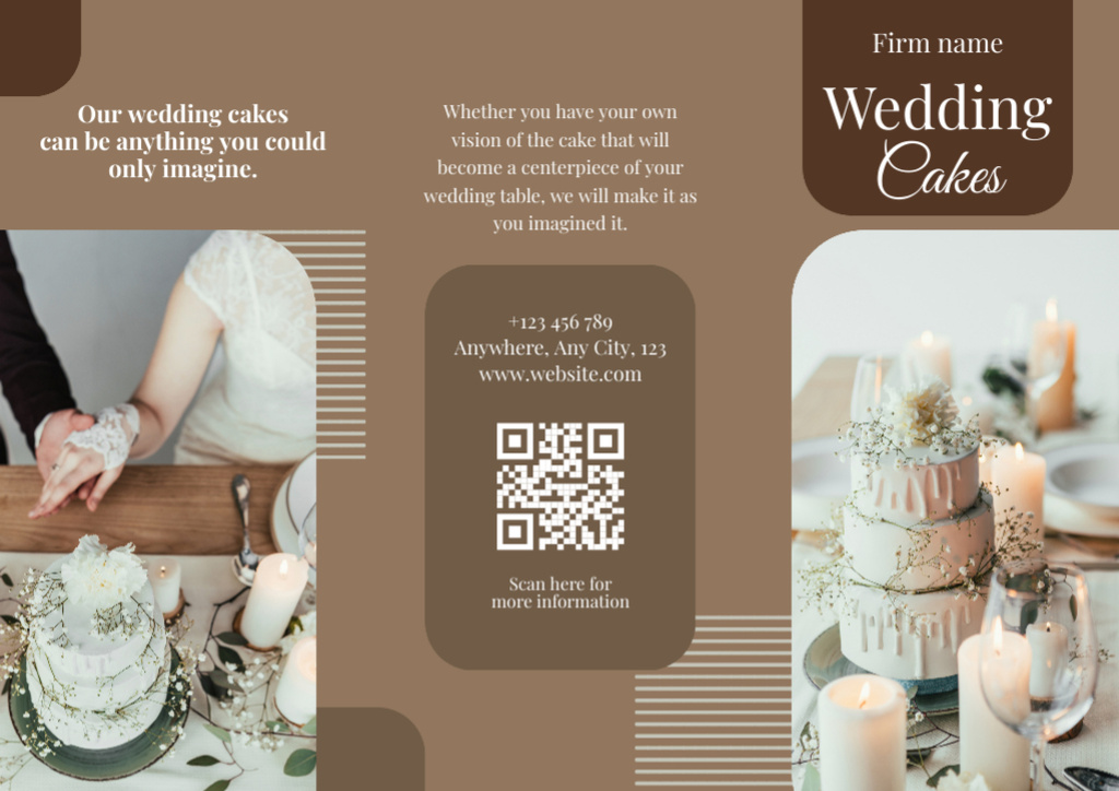 Collage of Delicious Wedding Cakes Brochure Design Template