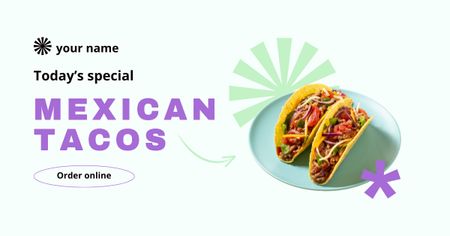 Yummy Mexican Tacos Offer Online Facebook AD Design Template