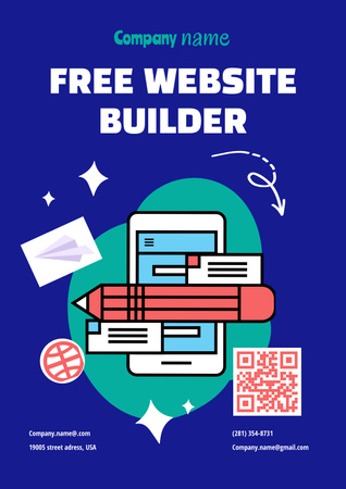 Plantilla de diseño de Advertising Free Website Builder with Smartphone Poster 