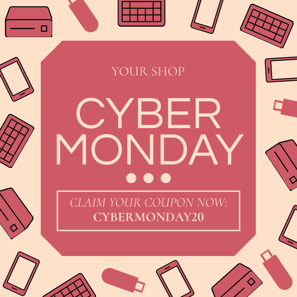 Designvorlage Cyber Monday Sale of Computer Accessories für Instagram AD