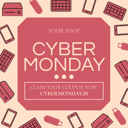 Cyber Monday Sale of Computer Accessories Instagram AD Design Template