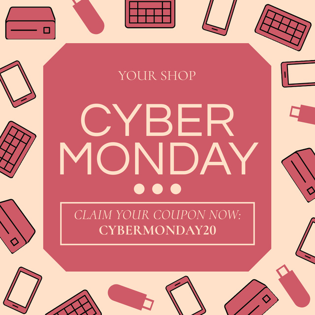 Cyber Monday Sale of Computer Accessories Instagram ADデザインテンプレート