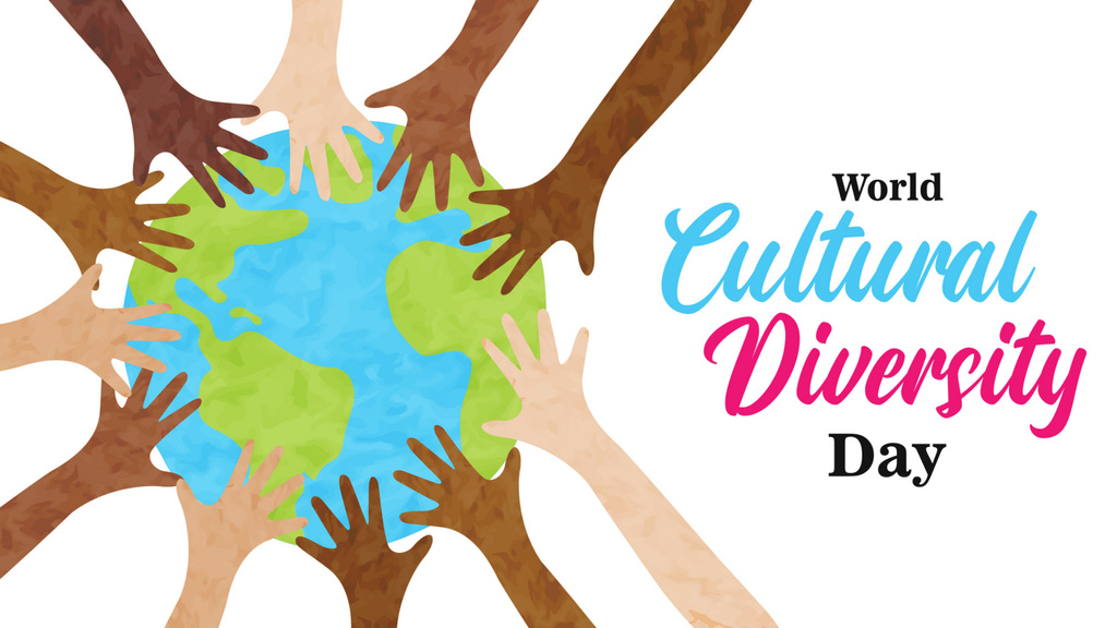 Platilla de diseño World Day for Cultural Diversity with Announcement with Multiracial Hands Zoom Background