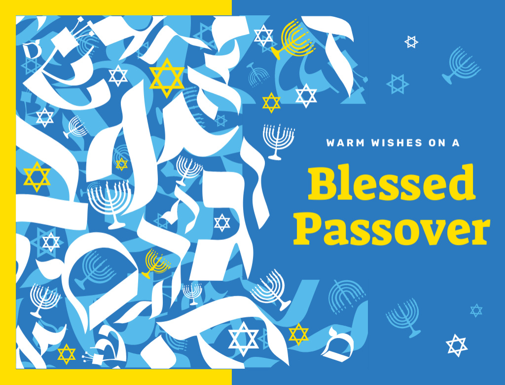Passover holiday symbols Postcard 4.2x5.5in Design Template