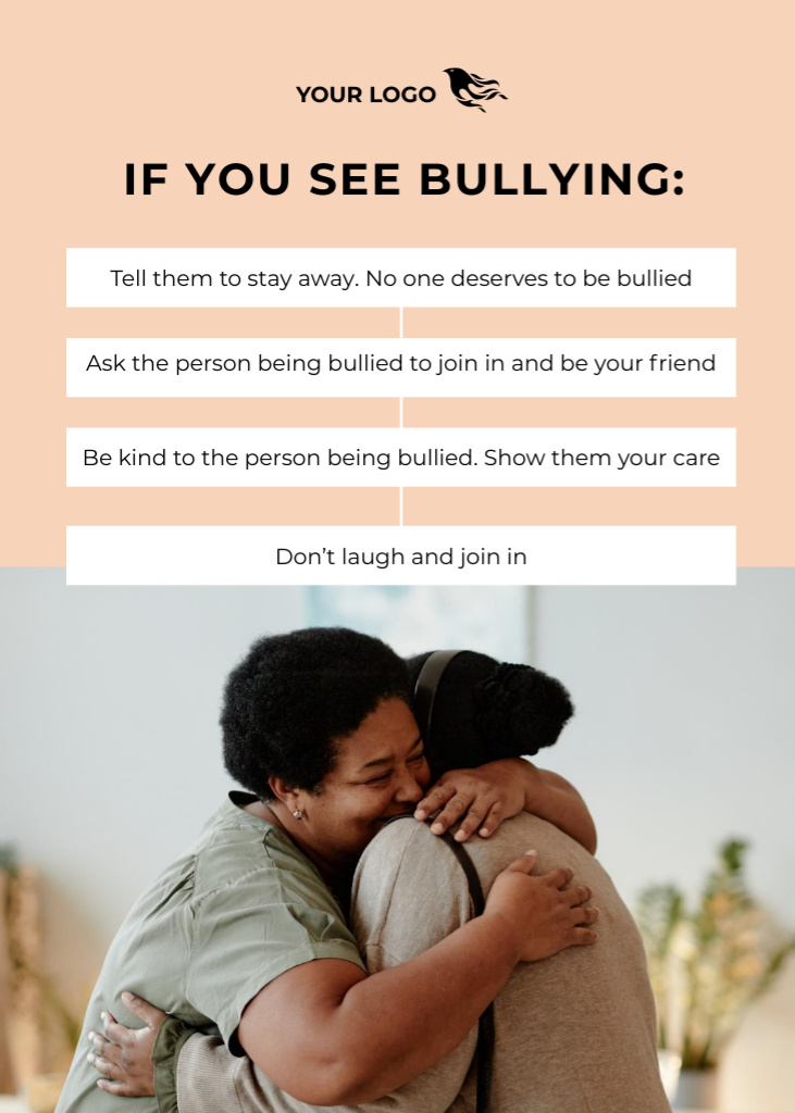 Inspirational Plea to Cease Bullying in Society Postcard 5x7in Vertical – шаблон для дизайну